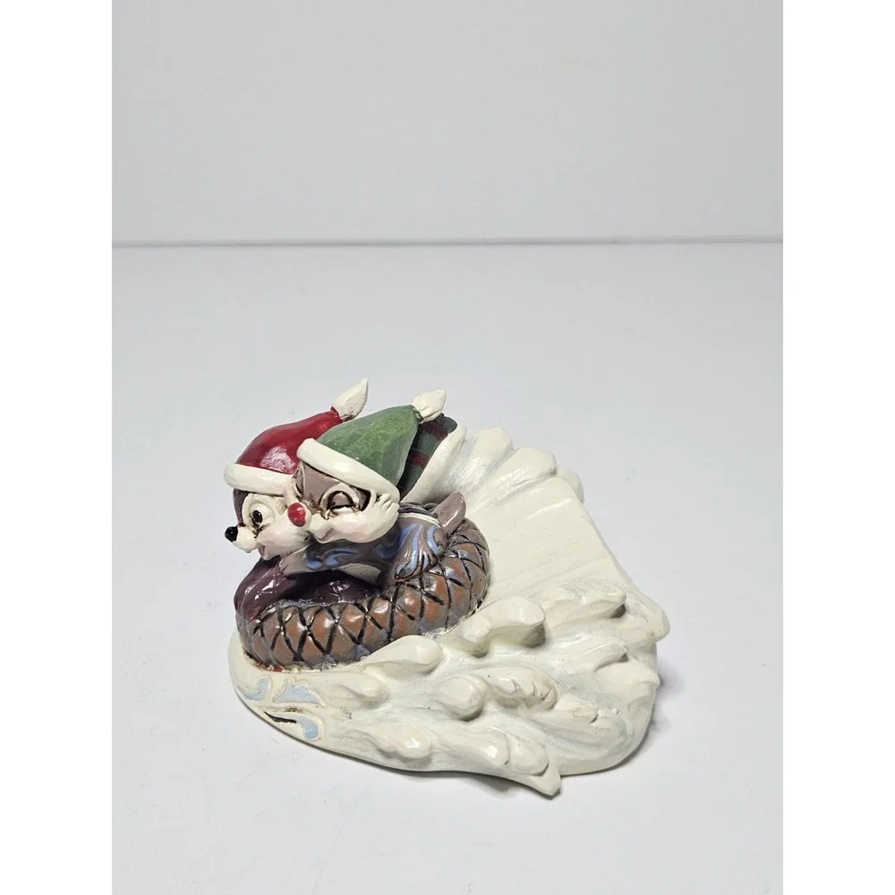 Jim Shore Disney Traditions Fun in the Snow Chip n Dale Sledding Saucer 6008975